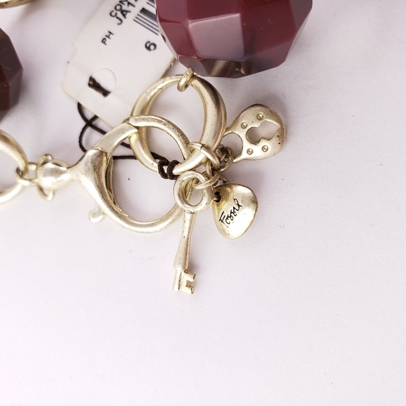 NWT! Fossil Bracelet with Jumbo Beads Silver Tone - Picture 4 of 9